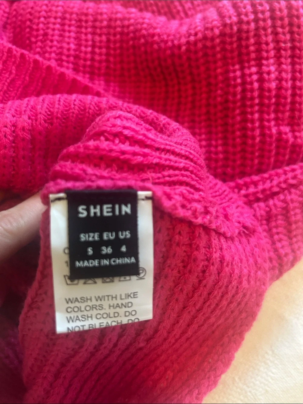 NWOT Twist Back Reversible Sweater Lace Sleeves - Hot Pink, size S